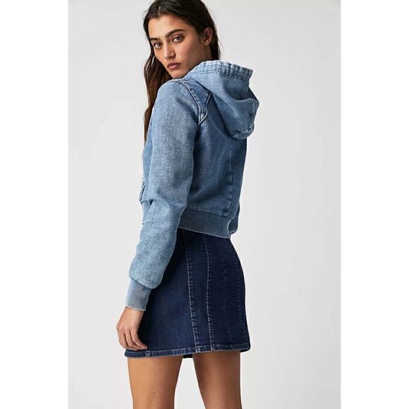 NWT Free People We the Free Layla Denim Mini Skirt in Deep Indigo, Size 10 - Picture 3 of 16